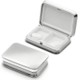 SMOOTH METAL RECTANGULAR PILL BOX in Silver with Two Compartments.