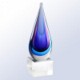 TEARDROP GLASS TROPHY AWARD in Blue & Pink.