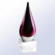 TEARDROP GLASS TROPHY AWARD in Burgundy & Black.