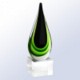 TEARDROP GLASS TROPHY AWARD in Green & Black.