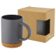 NEIVA 425 ML CERAMIC POTTERY MUG with Cork Base in Grey.