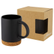 NEIVA 425 ML CERAMIC POTTERY MUG with Cork Base in Solid Black.