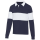 CLYDE UNISEX ORGANIC RUGBY POLO SWEATSHIRT in Navy & White.