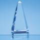 23CM CLEAR TRANSPARENT OPTICAL CRYSTAL CENOTAPH AWARD WITH a SINGLE COBALT BLUE LINE.