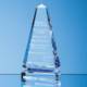 26CM CLEAR TRANSPARENT OPTICAL CRYSTAL CENOTAPH AWARD WITH a SINGLE COBALT BLUE LINE.