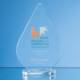 14CM x 9CM x 10MM CLEAR TRANSPARENT GLASS TEAR DROP AWARD; SKILLET: PB40; PRESENTATION BOX: PB1.