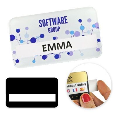 Reusable Selfit® PRO Single line Name Badges, 70 x 40 mm, Oval shape