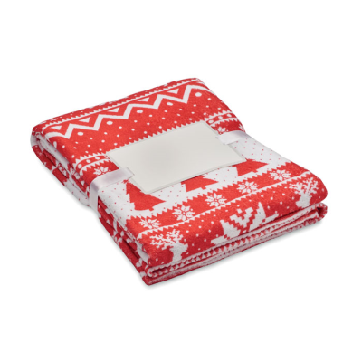 Picture of RPET FLEECE BLANKET 190 GR & M² in Red.