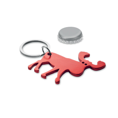 Picture of RECYCLED ALUMINIUM METAL KEYRING in Red.