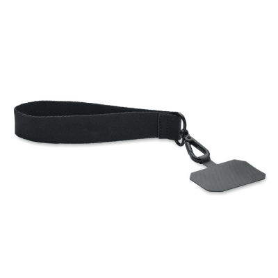 Picture of POLYESTER PHONE WRIST STRAP in Black.