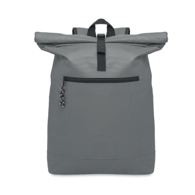 Picture of 600DPOLYESTER ROLLTOP BACKPACK RUCKSACK in Grey.