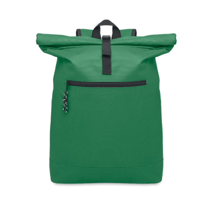 Picture of 600DPOLYESTER ROLLTOP BACKPACK RUCKSACK in Green.