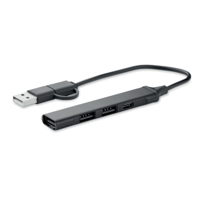 Picture of USB 4 PORT HUB 19 CM in Black.