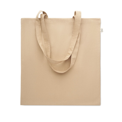 Picture of RECYCLED COTTON SHOPPER TOTE BAG in Brown.