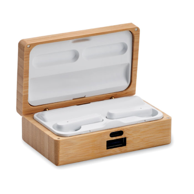 Picture of TWS EARBUDS in Bamboo Case in Brown