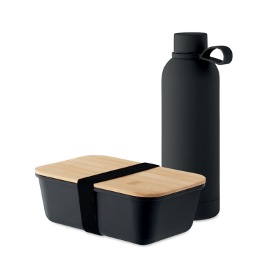 Picture of LUNCH BOX BOTTLE GIFT SET in Black