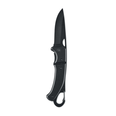 Picture of ALUMINIUM METAL FOLDING KNIFE in Black.