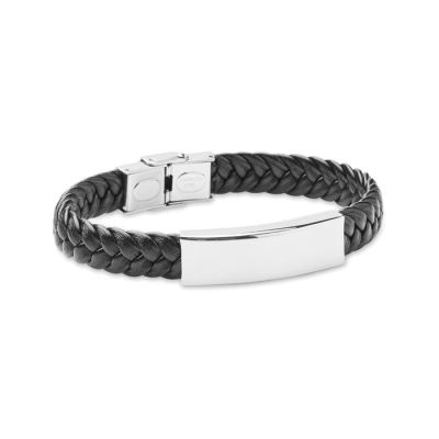 Picture of BRAIDED FAUX LEATHER BRACELET in Black.