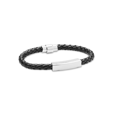 Picture of BRAIDED FAUX LEATHER BRACELET in Black.