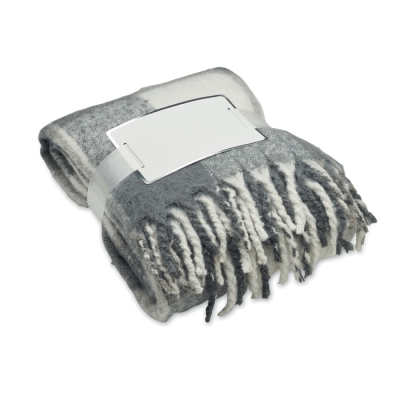 Picture of CHEQUERED MOHAIR BLANKET in Grey