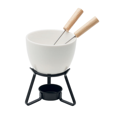 Picture of CERAMIC POTTERY FONDUE SET 240 ML in White