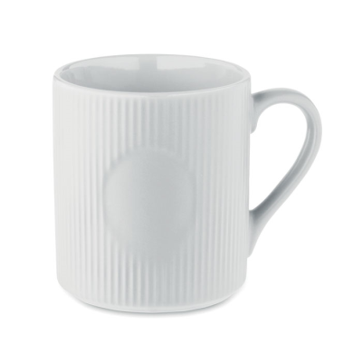 Picture of RIBBED CERAMIC POTTERY MUG MAT 340 ML in White.