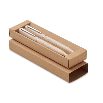 Picture of WHEAT STRAW & ABS TWIST PEN SET in Brown