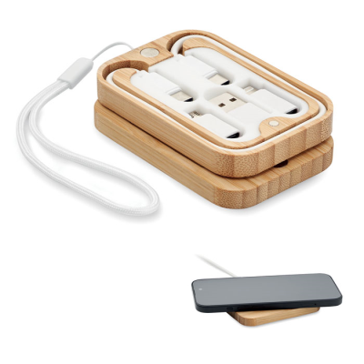 Picture of 15W CORDLESS CHARGER in Bamboo in Brown