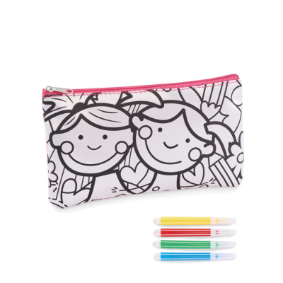 Picture of PENCIL CASE with Markers in Pink.