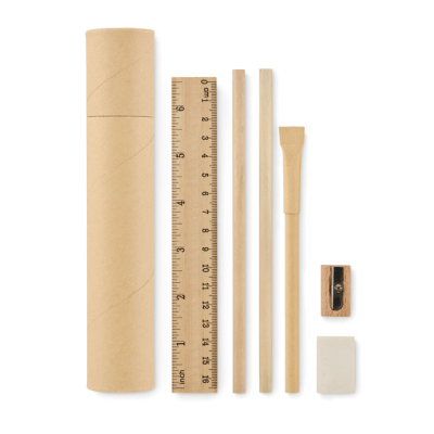 Picture of PAPER TUBE STATIONERY SET in Brown