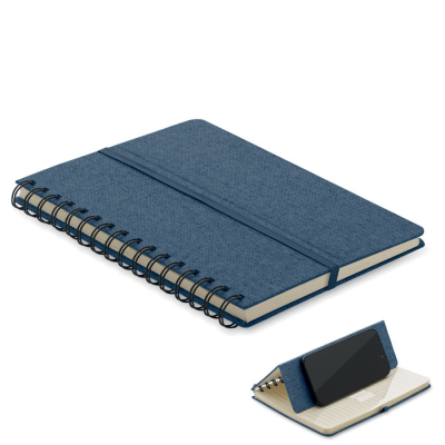 Picture of A5 NOTE BOOK with Mobile Phone Holder in Blue.