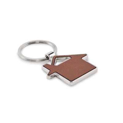 Picture of HOUSE SHAPE KEYRING in Brown