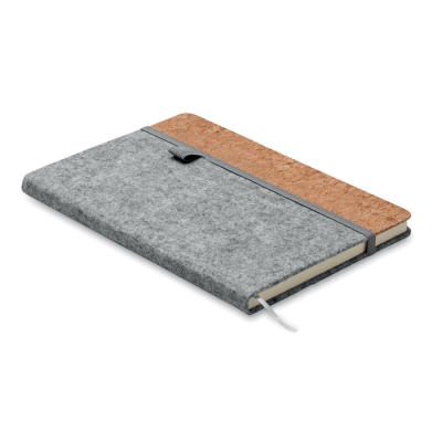 Picture of A5 RPET CORK NOTE BOOK in Grey.