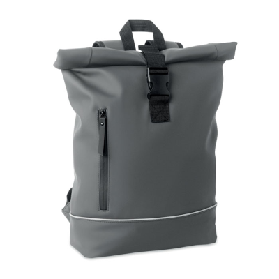 Picture of LAPTOP 15 INCH ROLL TOP PU BACKPACK RUCKSACK in Grey.