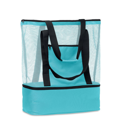 Picture of MESH SHOPPER TOTE BAG in 600D Rpet in Turquoise.