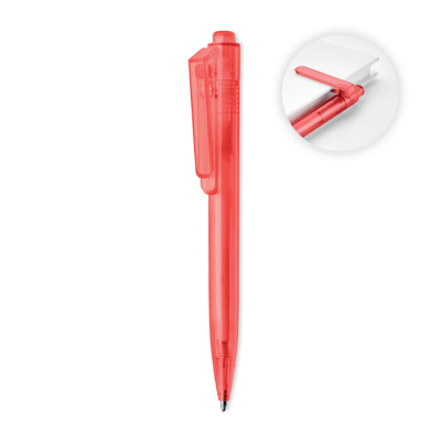 Picture of RPET PUSH BUTTON ROTATING PEN in Transparent Red.