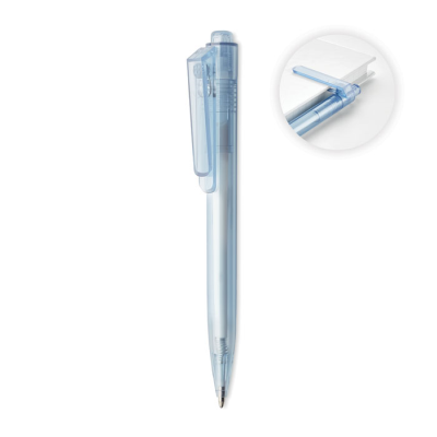 Picture of RPET PUSH BUTTON ROTATING PEN in Transparent Light Blue