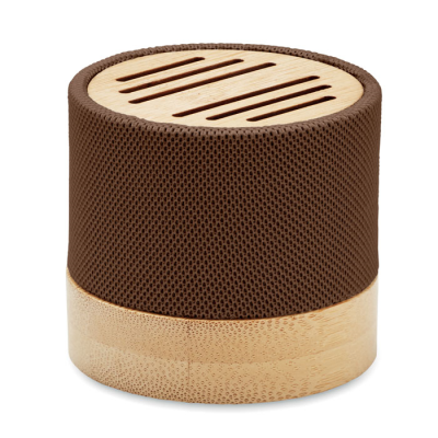 Picture of BAMBOO RPET CORDLESS SPEAKER in Brown.