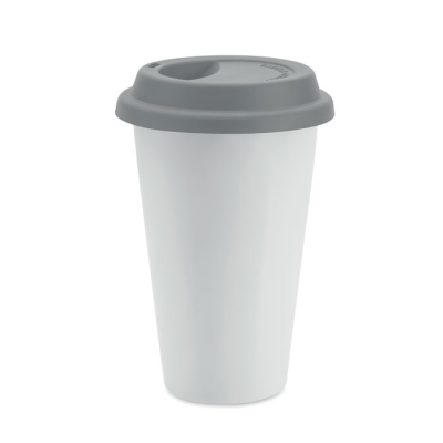 Picture of DOUBLE WALL CERAMIC POTTERY TUMBLER in Grey.