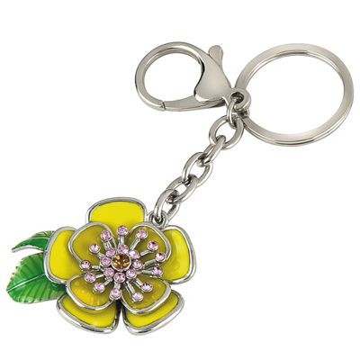 Picture of FLOWER SILVER METAL KEYRING.