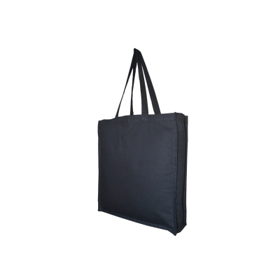 Picture of 10OZ BLACK SUSTAINABLE CANVAS SHOPPER TOTE BAG with Gusset