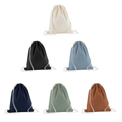 Picture of WESTFORD MILL ORGANIC 140GSM COTTON SUSTAINABLE DRAWSTRING BAG.