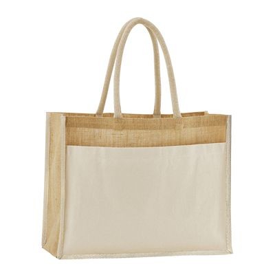 Picture of WESTFORD MILL NATURAL JUTE LARGE COTTON POCKET JUTE BAG