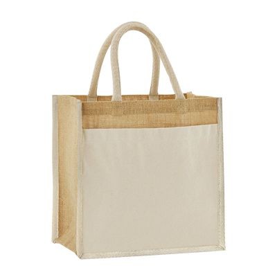 Picture of WESTFORD MILL NATURAL JUTE MIDI COTTON POCKET JUTE BAG.