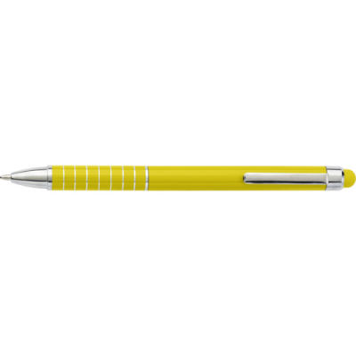 Picture of ALUMINIUM METAL BALL PEN with Stylus in Yellow