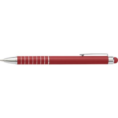 Picture of ALUMINIUM METAL BALL PEN with Stylus in Red.