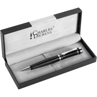 Picture of CHARLES DICKENS® METAL BALL PEN in Black.