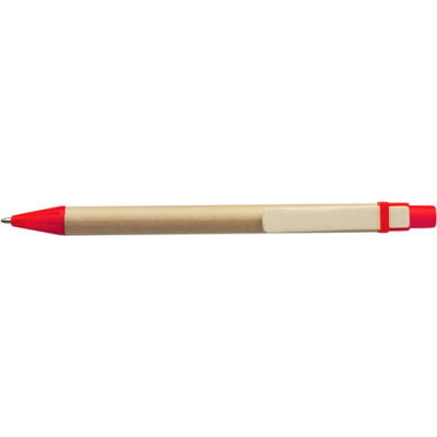 Picture of BALL PEN with Cardboard Card Barrel in Red.