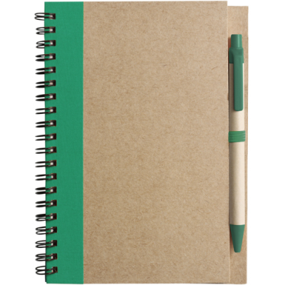 Picture of THE NAYLAND - CARDBOARD CARD NOTE BOOK with Ball Pen in Green.