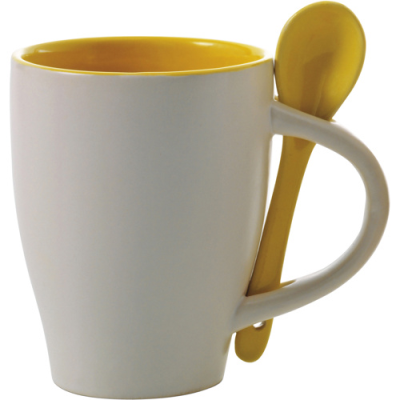 Picture of COFFEE MUG with Spoon in Yellow.